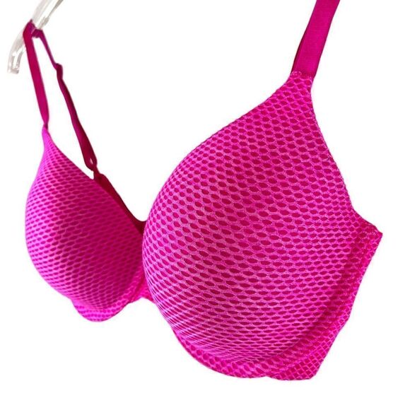 VICTORIA'S SECRET Uplift Semi Demi T-Shirt Bra in Hot Pink Size 32DD - Picture 2 of 10
